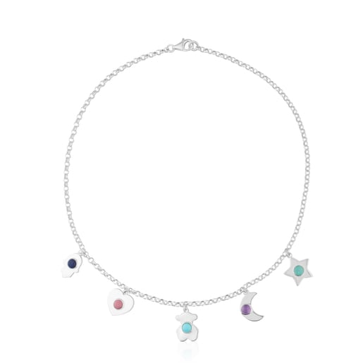 Silver Super Power Necklace with Gemstones