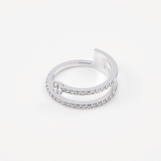 Anillo doble de oro blanco con diamantes TOUS ATELIER