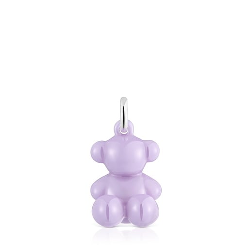 Colgante oso de plata y cerámica lila Bold Bear