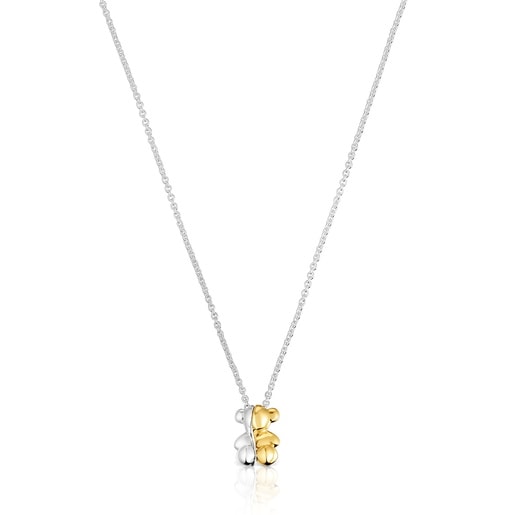 Short two-tone small bear Double necklace My Other Half