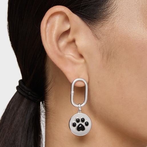 Silver Pendant with onyx paw-print Medallions