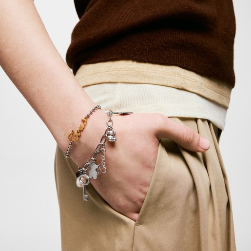 Two-tone steel Chain bracelet with heart charm TOUS Charming