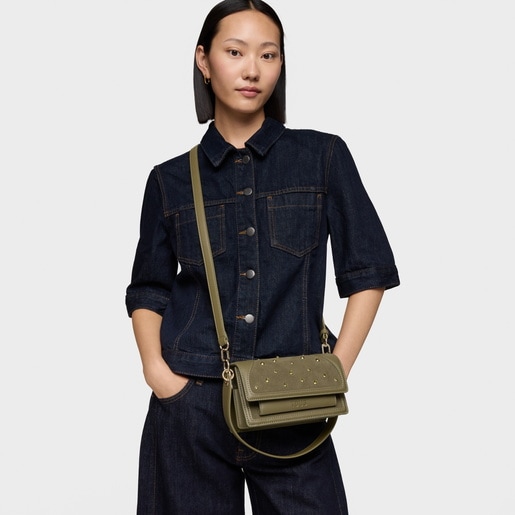 Small olive green Crossbody bag TOUS Audree Strass
