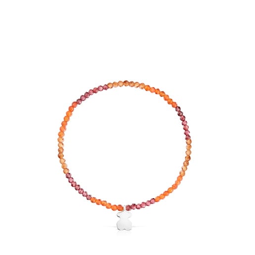 Pulsera elástica con gemas naranjas y oso de plata TOUS Motivos