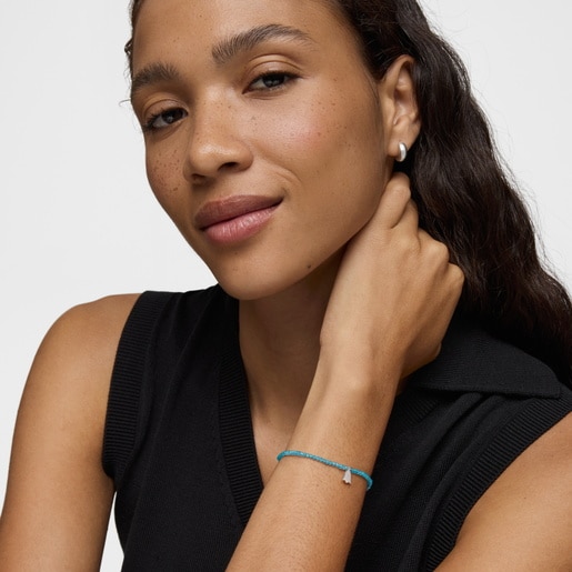 Pulsera elástica con apatito neón y tulipán de plata TOUS Motivos