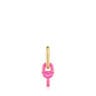 single Hoop earring with 18kt gold plating over silver and fuchsia-colored motif pendant TOUS MANIFESTO