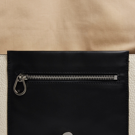 Кожаная сумка-кроссбоди TOUS Empire в бежевом и черном цветах большого размера