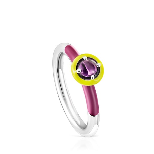 Anillo de plata con amatista y esmalte TOUS Vibrant Colors