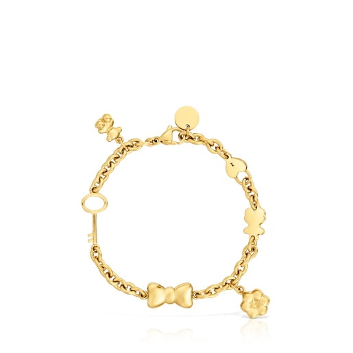 Gold-colored steel Chain bracelet with charms TOUS Charming