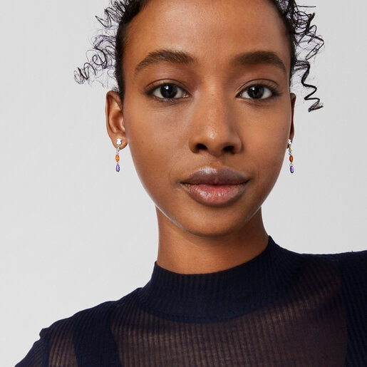 Серебряные серьги Sea Vibes с драгоценными камнями