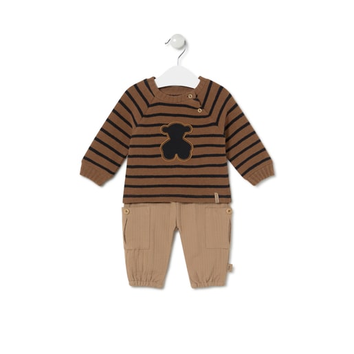 Tous - BoyS Outfit In Brown Ecru - Textil