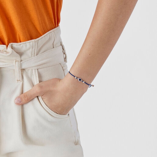 ブルーのコードにソーダライトとエナメルが施されたブレスレット TOUS Vibrant Colors