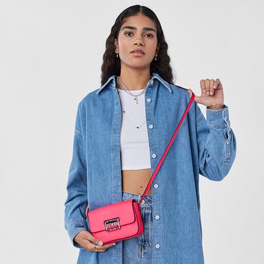 תיק צד TOUS Legacy מיני מעור בצבע ורוד זוהר