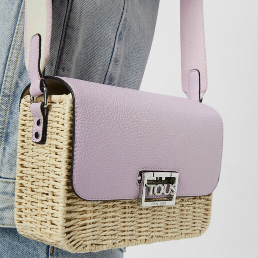 モーブカラーのラフィア製クロスボディバッグ TOUS Legacy Summer