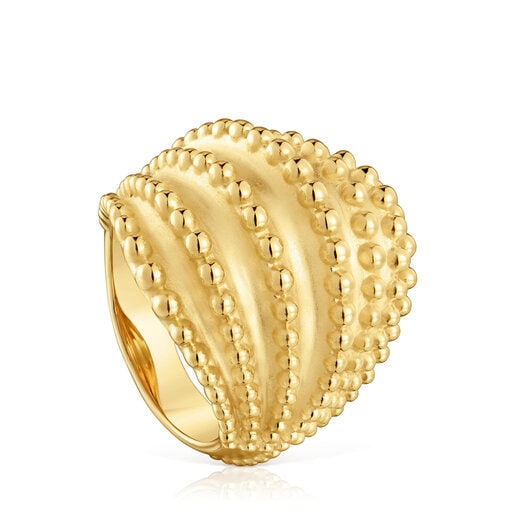 Large Ring with 18kt gold plating over silver TOUS Grain