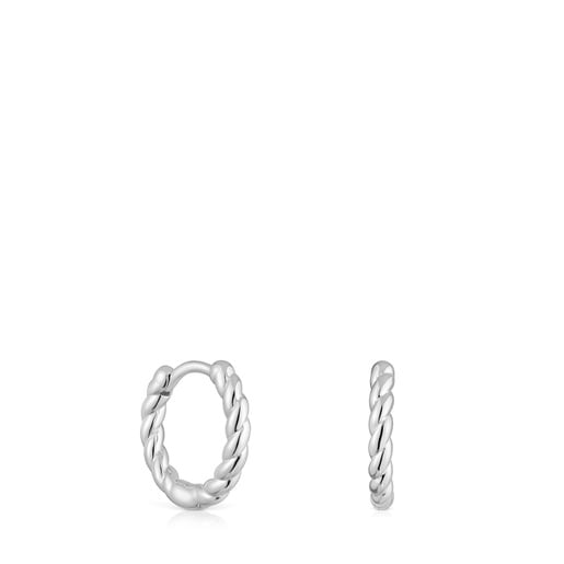 Boucles d’oreilles en anneaux tressés en argent 10 mm courtes Basics