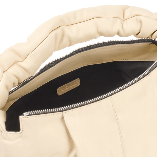 ベージュのレザー製ミディアムワンショルダーバッグ TOUS Soft