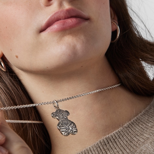 תליון דובי בכסף מושחר