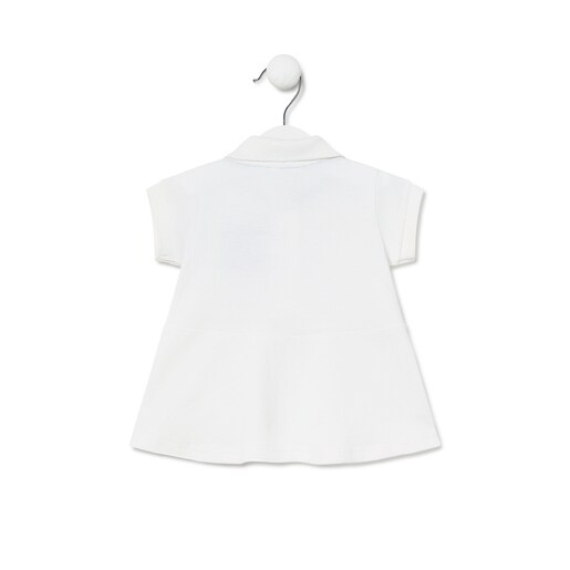 Girls Casual pique fabric dress in white