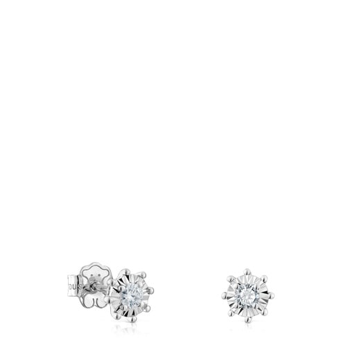 Boucles d’oreilles en or blanc et diamants 0,30 ct petites Les Classiques