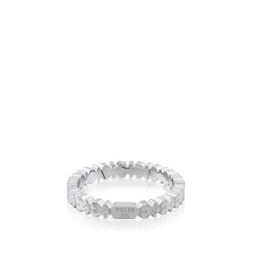 Silver TOUS Straight Ring with Bear motifs