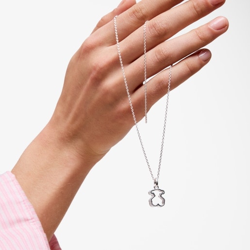 Short silver and white acrylic glass Necklace Galaxy