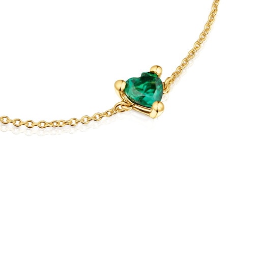 18kt gold plating over silver chain Bracelet with laboratory-grown emerald Garden of Love LGG