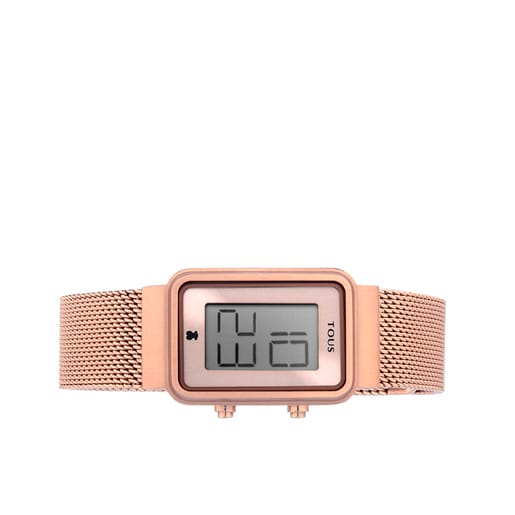 Uhr Digisquared Mesh aus rosafarbenem IP-Stahl