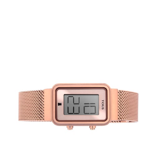 Reloj digital Digisquared Mesh de acero IP rosado