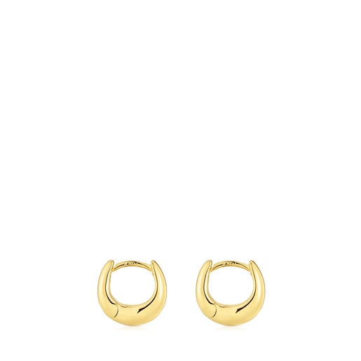 Boucles d’oreilles anneaux épaisses en argent plaqué or 18 ct courtes TOUS Basics
