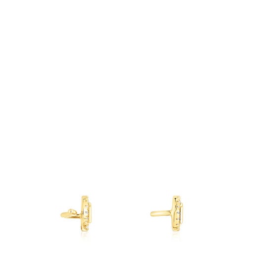 Boucles d’oreilles grimpantes argent vermeil et diamants Logo