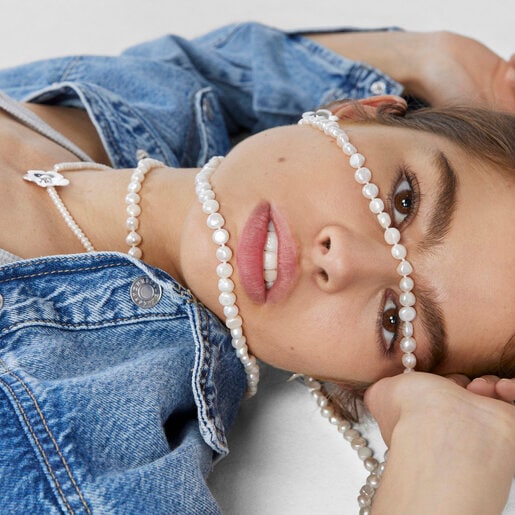 Silver Fragile Nature Necklace with Pearls