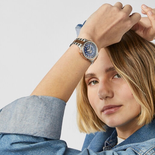 Stainless steel Tender Time Watch with blue dial