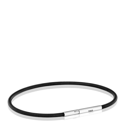 Mesh Tube black IP steel Bracelet 17 cm
