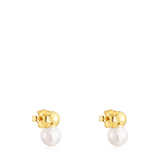 Σκουλαρίκια Gloss από Ασήμι Vermeil με μεγάλο Μαργαριτάρι