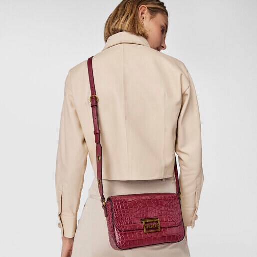 バーガンディのレザー製クロスボディバッグ Tous Legacy Wild