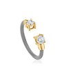 Anillo abierto de acero, oro 14 kt y diamantes creados en laboratorio TOUS Mesh LGD
