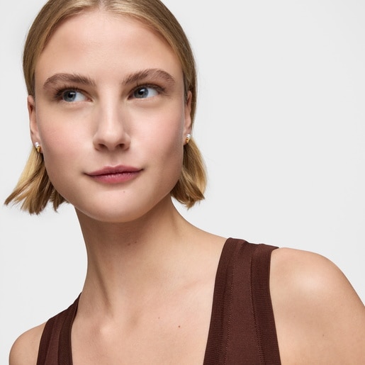 Gold bear climber Earring with cultured pearls Sweet Dolls