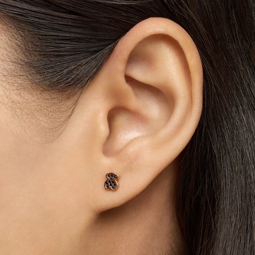 Rose Vermeil Silver TOUS Motif Earrings with Spinel Bear motif