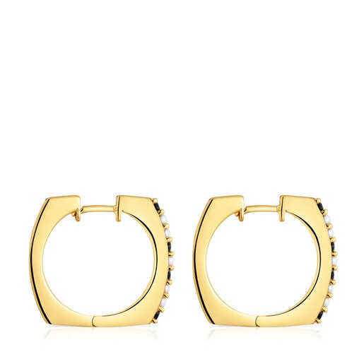 Short Hoop earrings with 18kt gold plating over silver and gemstones TOUS Basic Colors