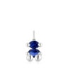 Small silver bear motif Pendant with laboratory-grown blue sapphire Color Bear LGG
