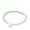 TOUS Instint green elastic Bracelet with steel and cultured pearl