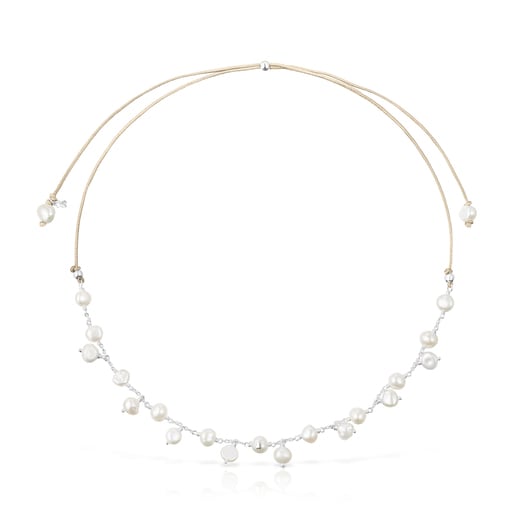 Stříbrný náhrdelník s perlami TOUS Icon Pearl