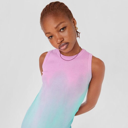 שרשרת מחוט קלוע בצבעי ורוד ואדום עם סוגר מוורמיל כסף Efecttous