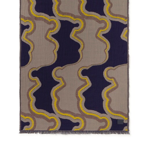 Bufanda azul marino y topo TOUS Bear Waves