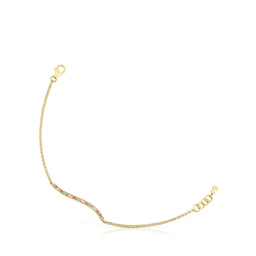 Bracciale con placcatura in oro 18 kt su argento e gemme TOUS Vibrant Colors