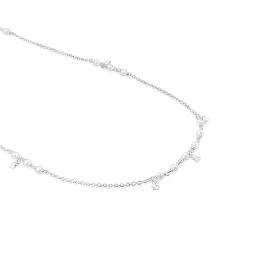 Silver and pearl TOUS Cool Joy Necklace with charms