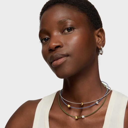 Charm TOUS Mesh Tube de plata motivo flor 7 mm