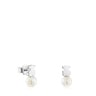 Silver 11mm Bear earrings with cultured freshwater pearl Sweet Dolls