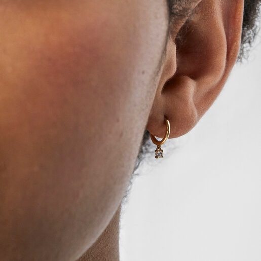 Gold TOUS Basics Hoop earring with diamond | TOUS